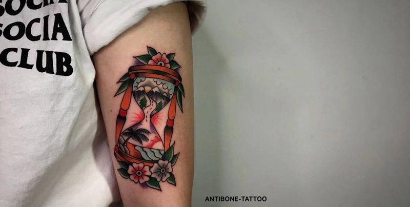 # old school 沙漏#纹身图片