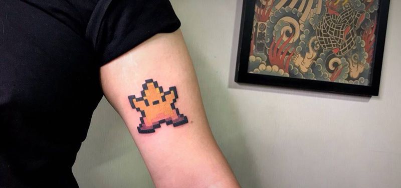 # 一组可爱的像素情侣#纹身图片_成品手臂欧美传统清新贴纸几何图腾情侣培训纹身图案