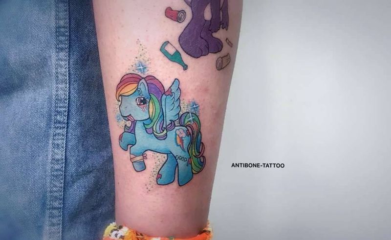 ＃ 天马＃纹身图片_手臂腿部New School水彩纹身图案