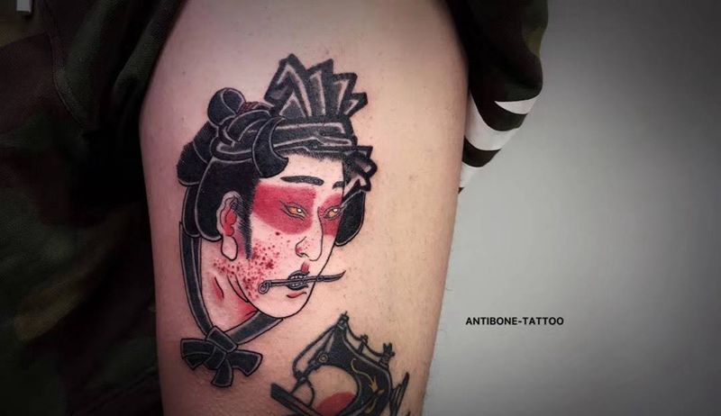 ＃ 武士＃纹身图片_手臂腿部老传统Old School纹身图案