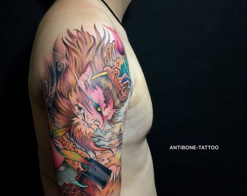 # 不一样的大圣#纹身图片_成品手臂传统国画鬼神动物反骨刺青培训纹身图案