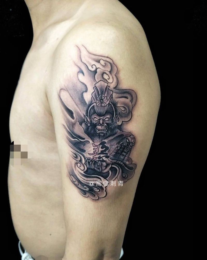 善恶猴纹身图片