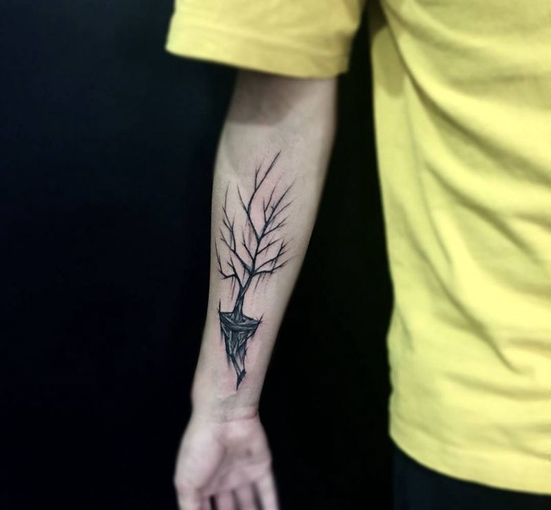 树纹身图片_成品手部手臂清新植物呀呀刺青纹身图案