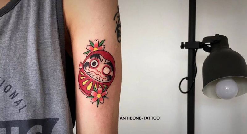 # 达摩蛋#纹身图片_成品手臂传统国画清新贴纸人物鬼神反骨刺青培训纹身图案