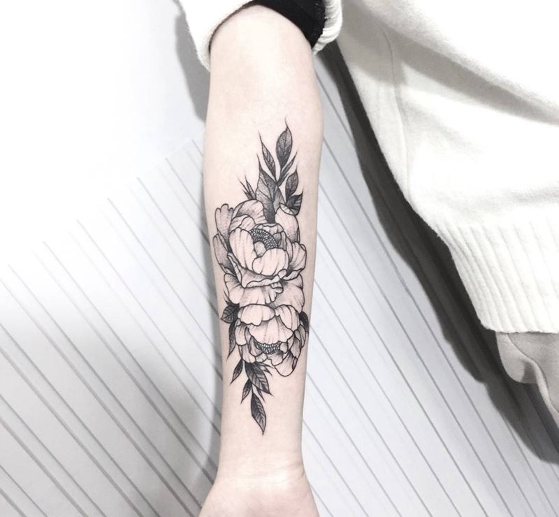 素雅花纹身图片_成品手部手臂清新植物纹身图案