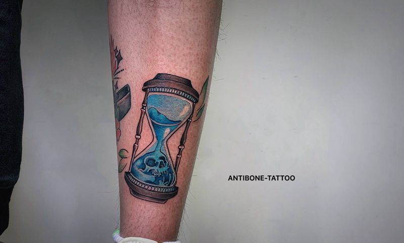 #沙漏#纹身图片_手臂腿部New SchoolOld School沙漏骷髅纹身图案