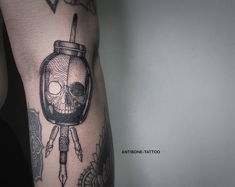 ＃ 骷髅＃纹身图片_手臂腿部点刺欧美写实骷髅暗黑纹身图案
