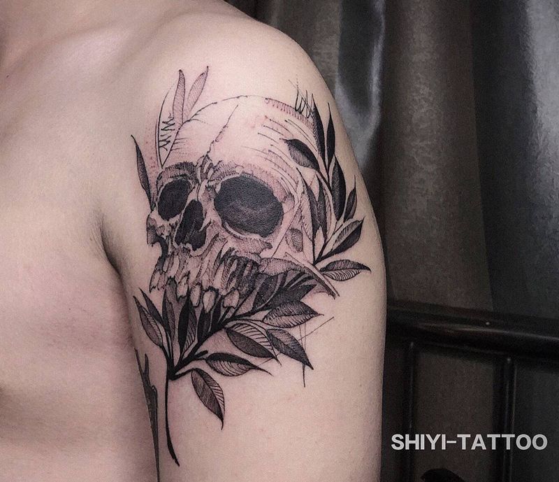 骷髅纹身图片_手臂纹身图案