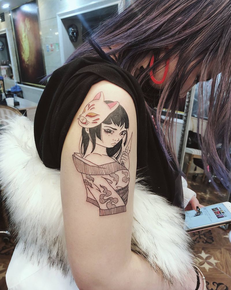 漫画人物纹身图片_手臂纹身图案