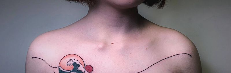 #浪#纹身图片_胸部肩部图腾水墨浪纹身图案