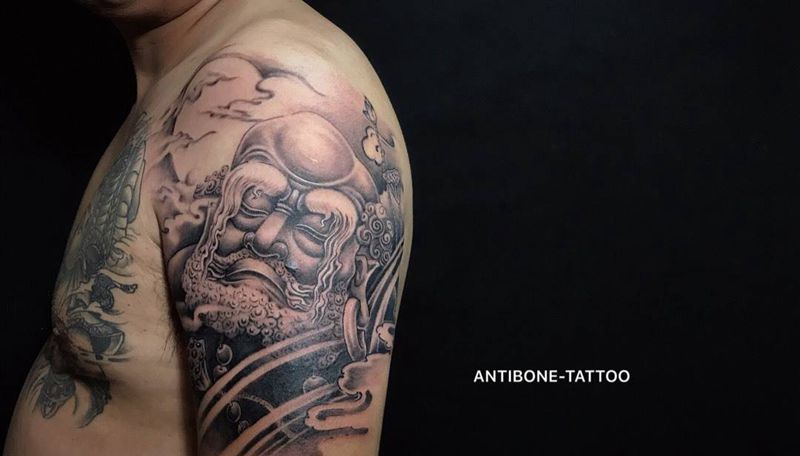 # 2018# 跨年扎纹身图片_成品手臂传统鬼神人物反骨刺青培训纹身图案