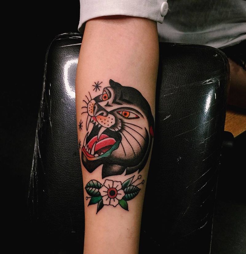 # old school#纹身图片_成品手臂欧美传统贴纸动物反骨刺青培训School纹身图案