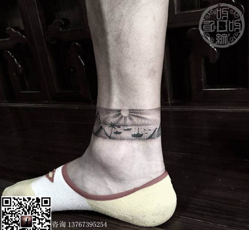 白天黑夜纹身图片_成品脚部腿部清新写实欧美传统植物静物呀呀刺青纹身图案