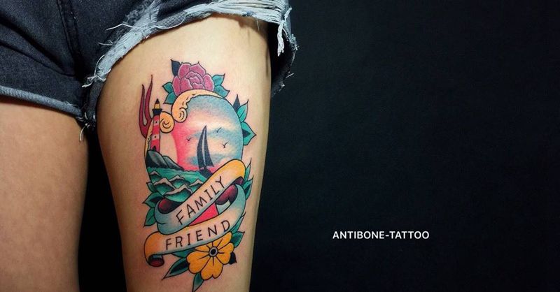 # school风#纹身图片_成品腿部欧美传统清新动物反骨刺青培训纹身图案