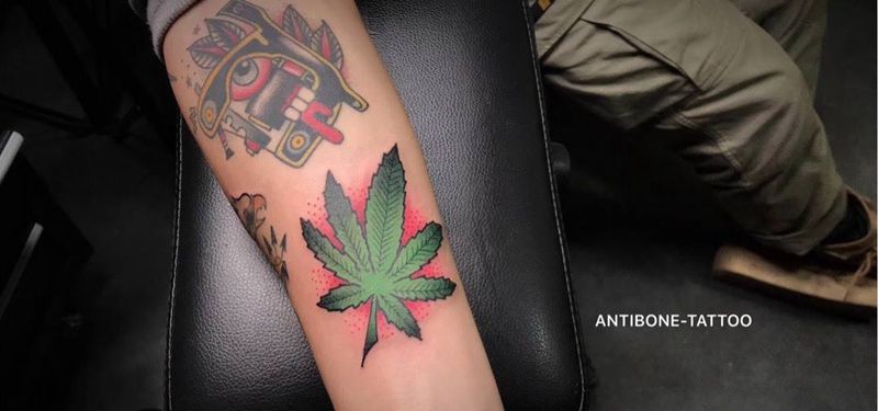 # 麻叶#纹身图片_成品手臂欧美清新贴纸植物school培训纹身图案