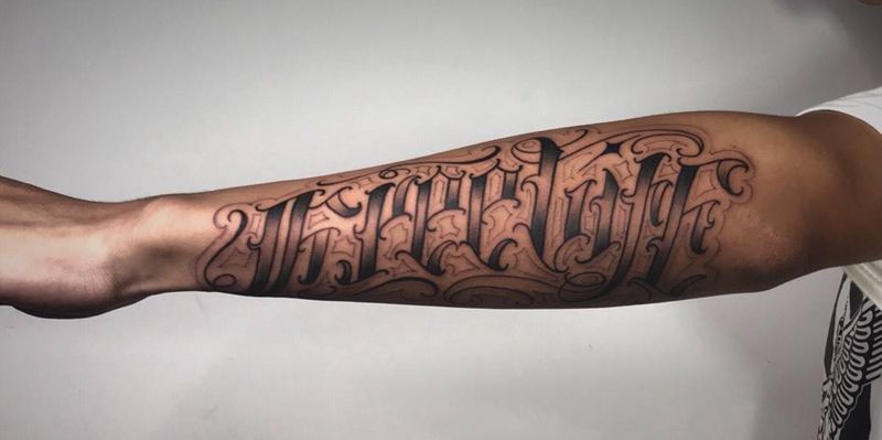 # 花体字#纹身图片_成品手臂欧美传统贴纸图腾反骨刺青培训原创纹身图案