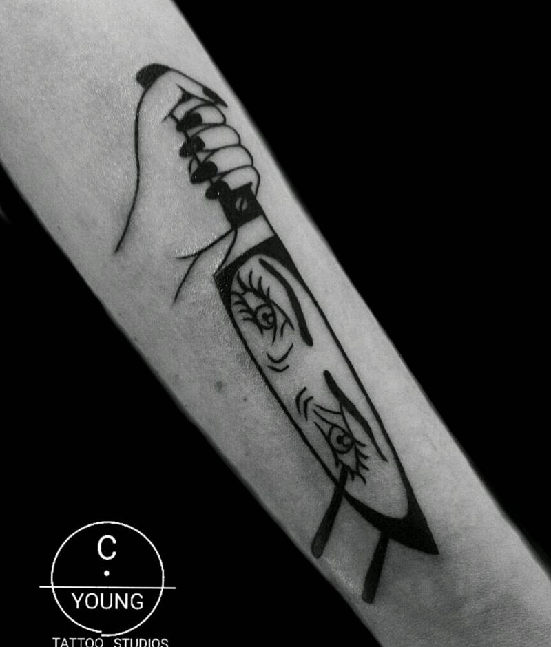 泪刀纹身图片_手臂腿部欧美几何静物图腾成品纹身图案