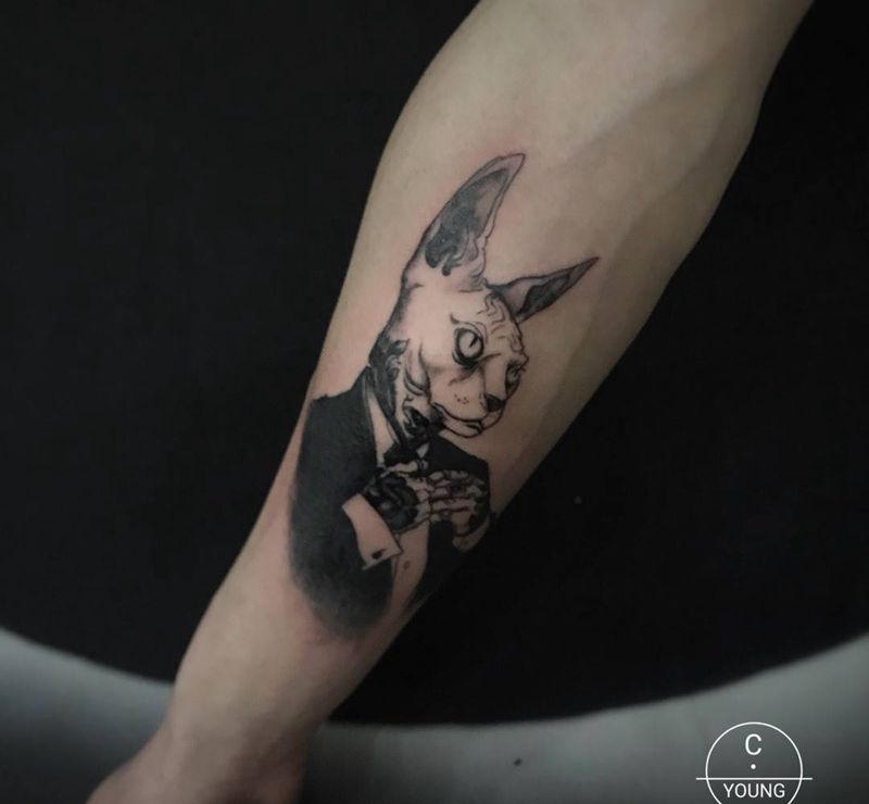 司芬克斯猫纹身图片