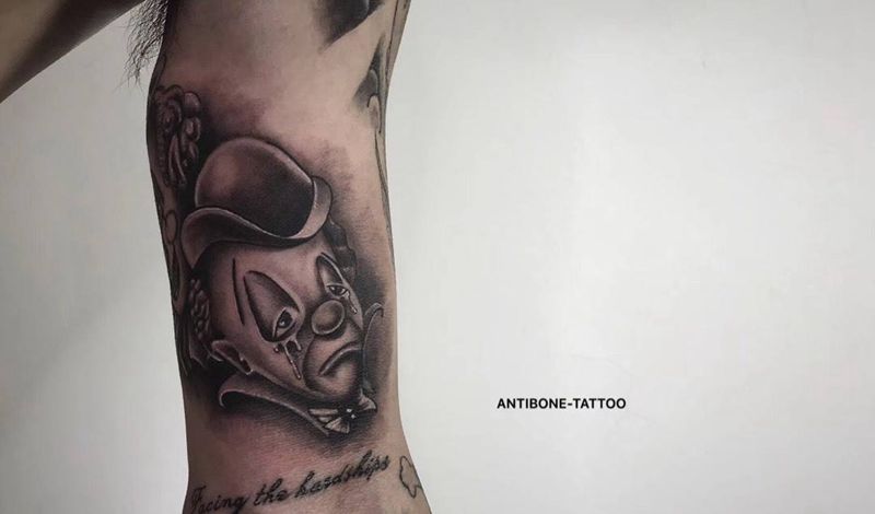 # 小丑#纹身图片_手臂欧美写实小丑纹身图案