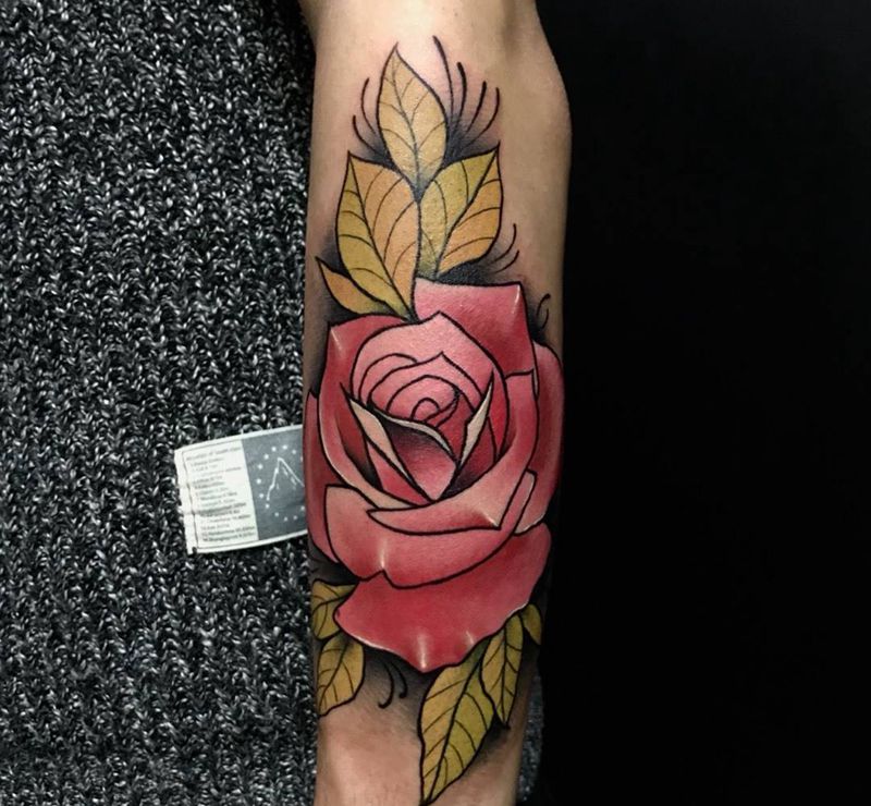 玫瑰纹身图片_成品手部手臂欧美植物纹身图案