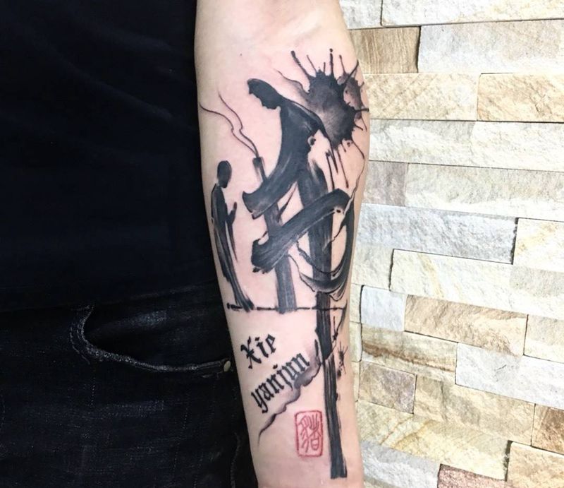 佛佛佛纹身图片_成品手部手臂国画传统字符纹身图案