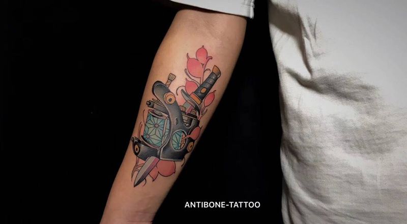 # new school纹身机#纹身图片_成品手臂欧美清新贴纸静物反骨刺青培训纹身图案