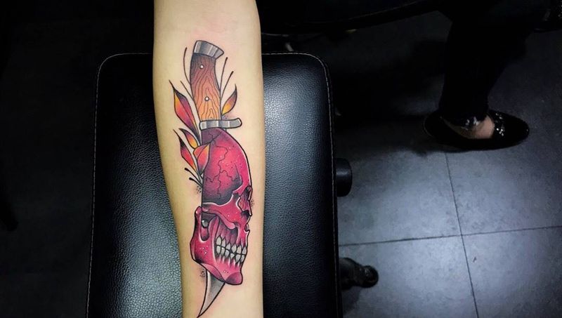 # 骷髅#纹身图片_成品手臂欧美鬼神反骨刺青培训培训机构纹身图案