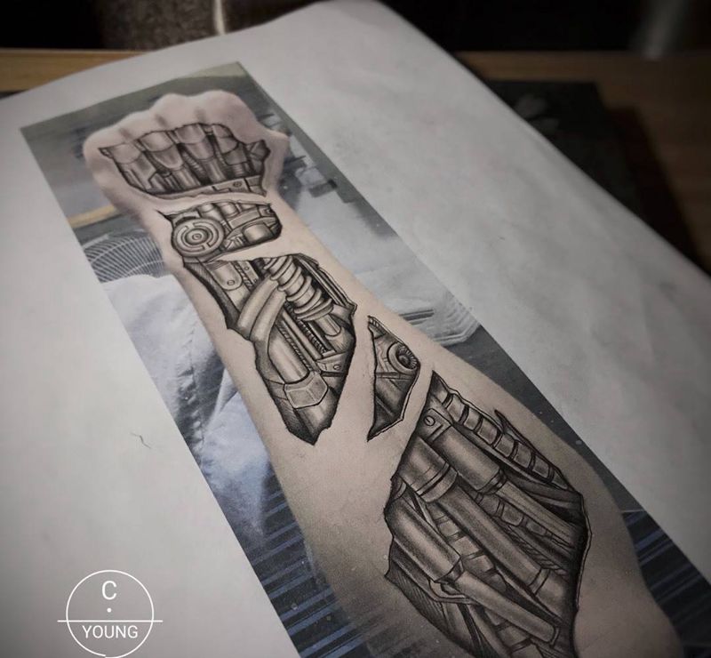 原创机械臂纹身图片