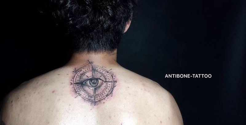 # 眼睛#纹身图片_成品颈部背部欧美写实静物黑白反骨刺青培训纹身图案