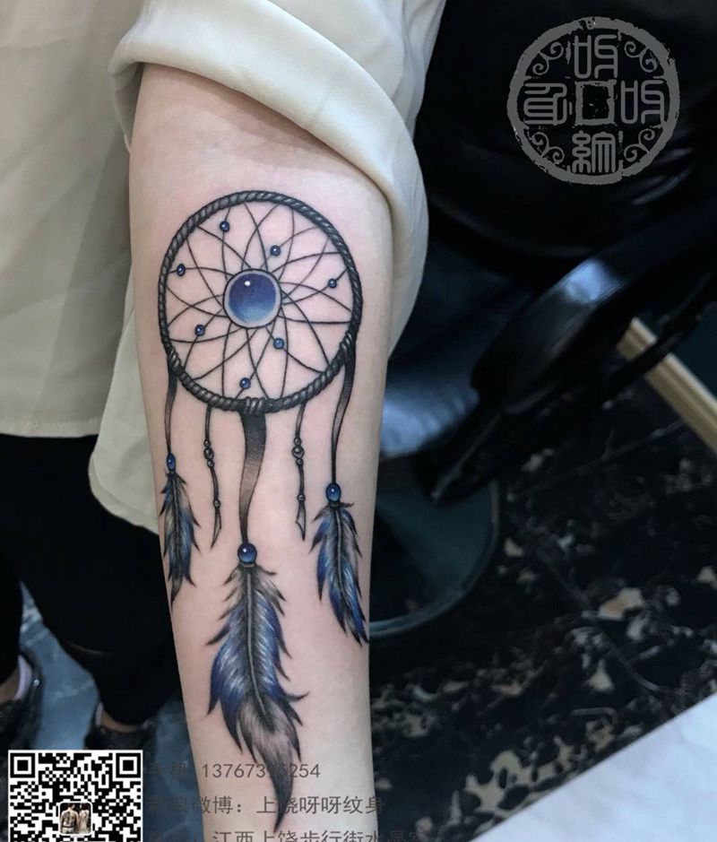 捕梦网纹身图片_手臂手部成品清新呀呀刺青纹身图案