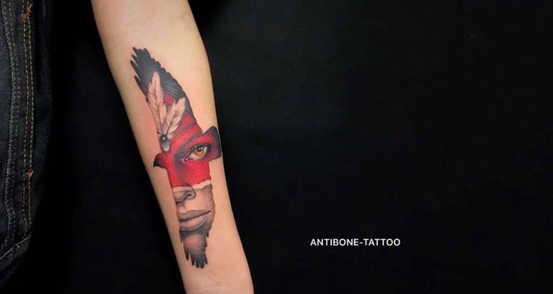 # 年二十九#纹身图片_成品手臂欧美肖像写实人物鬼神反骨刺青清新培训纹身图案