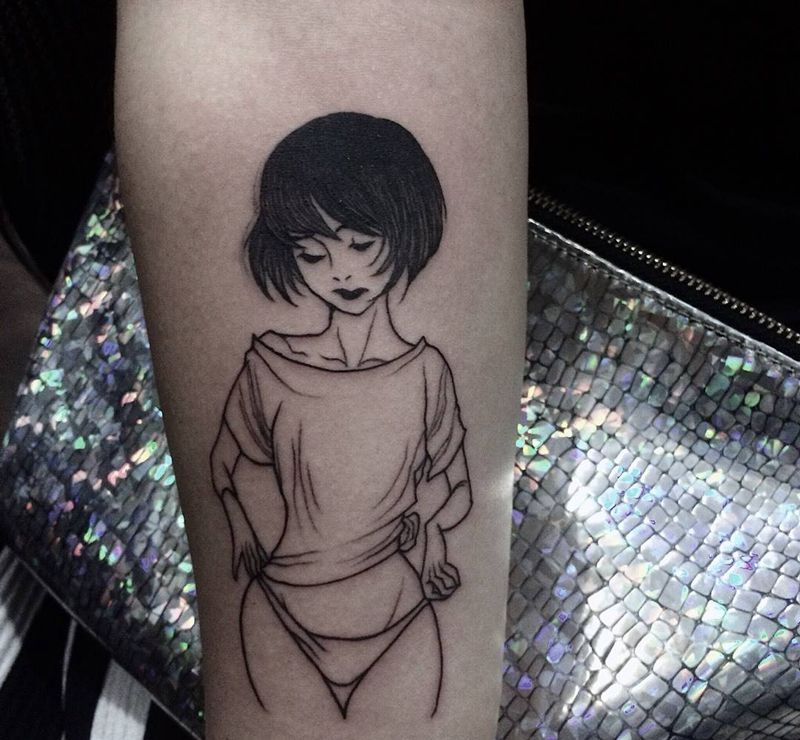 女孩纹身图片_成品手部手臂欧美传统肖像人物呀呀刺青纹身图案