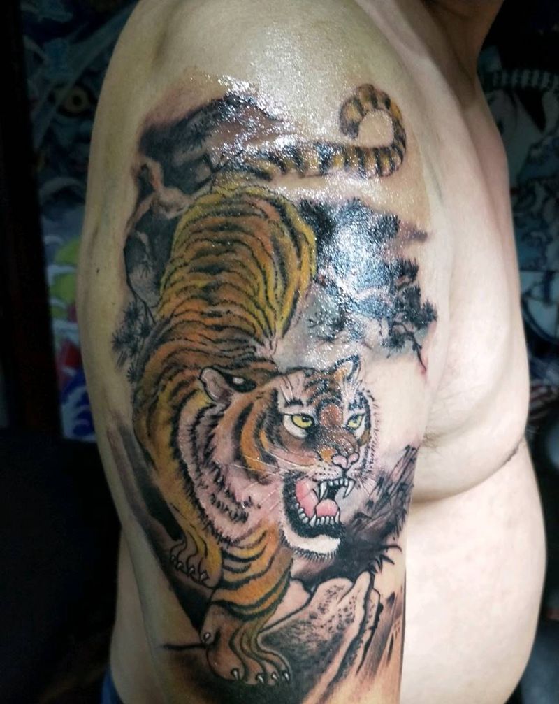 老虎。每天发一个作品纹身图片