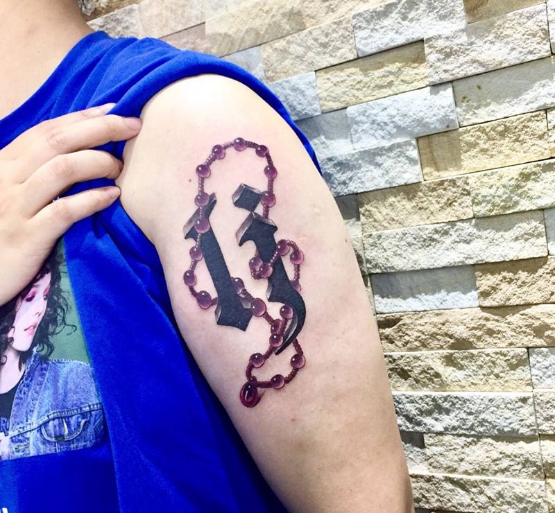 定制款：纹身图片_成品手部手臂欧美传统清新几何字符静物纹身图案