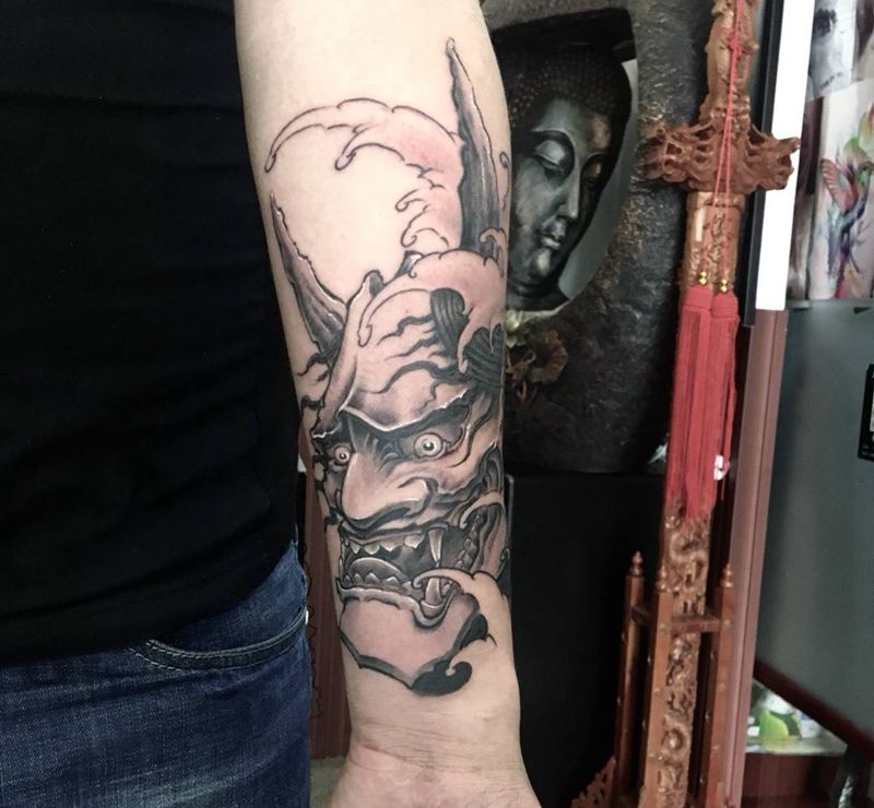 般若纹身图片_成品手部手臂传统人物鬼神呀呀刺青纹身图案