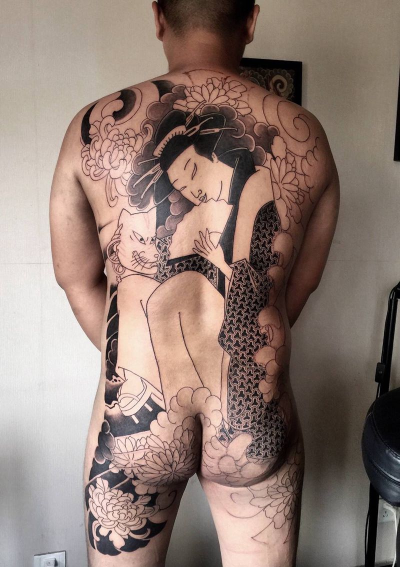 # 九尾狐#未完成纹身图片