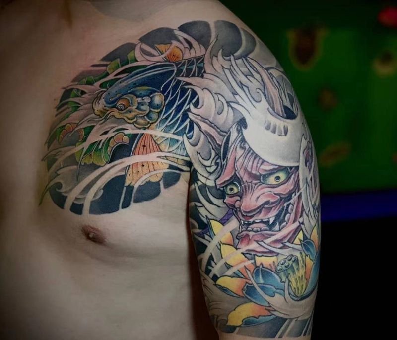 半甲纹身图片_老传统纹身图案