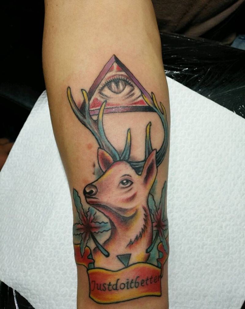 色彩麋鹿纹身图片