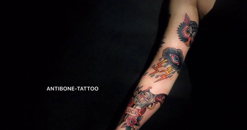 # Old school#纹身图片_成品手臂欧美School反骨刺青培训纹身图案