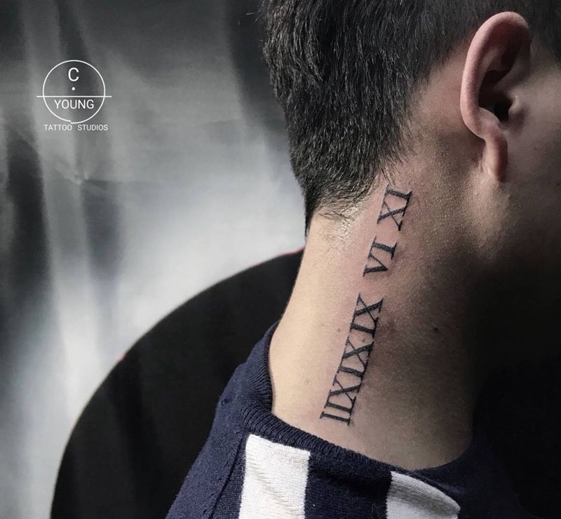 IIX IX IX VI XI纹身图片_成品颈部手部手臂欧美字符几何贴纸图腾纹身图案