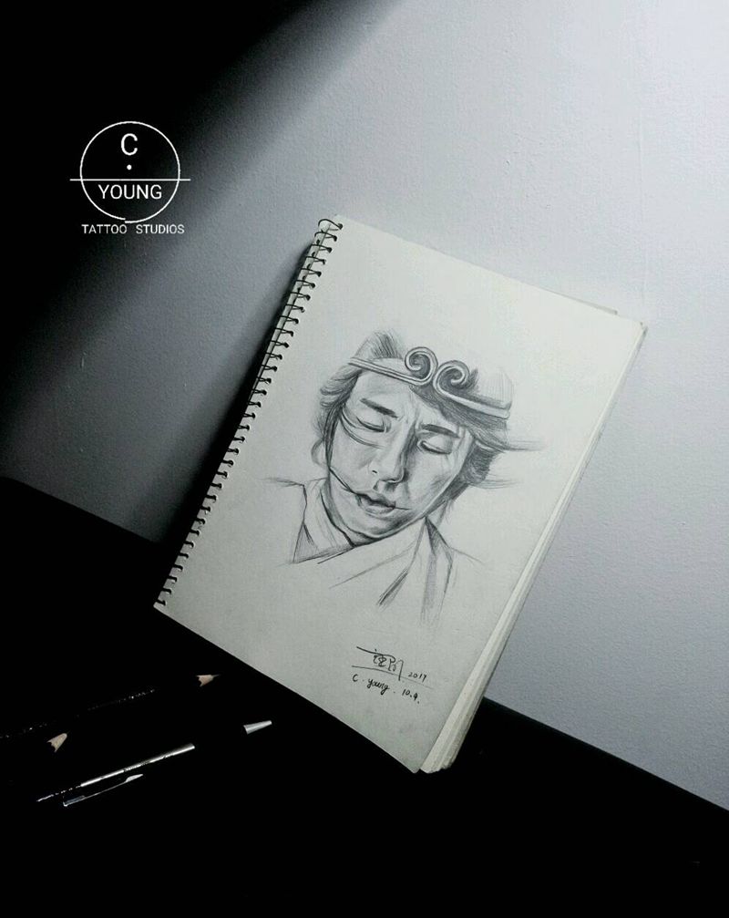 一生所爱纹身图片_背部手臂腿部手部肖像写实人物成品手稿插画纹身图案