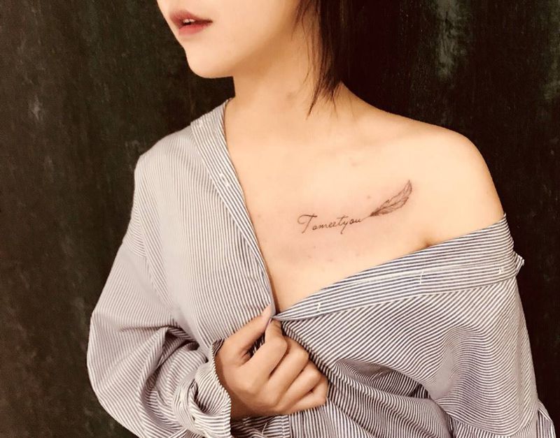 小性感纹身图片_成品胸部清新字符动物纹身图案