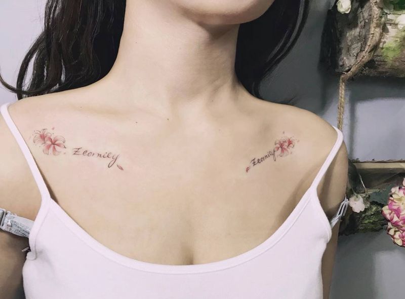 锁骨彼岸花纹身图片_肩部颈部纹身图案