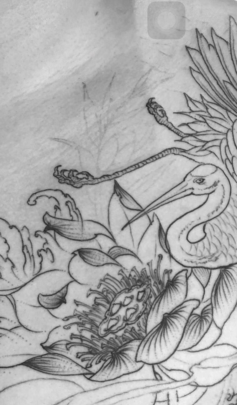 初稿完成,期待下次再见纹身图片_成品手部手臂传统胸部动物人物植物鬼神宗教纹身图案