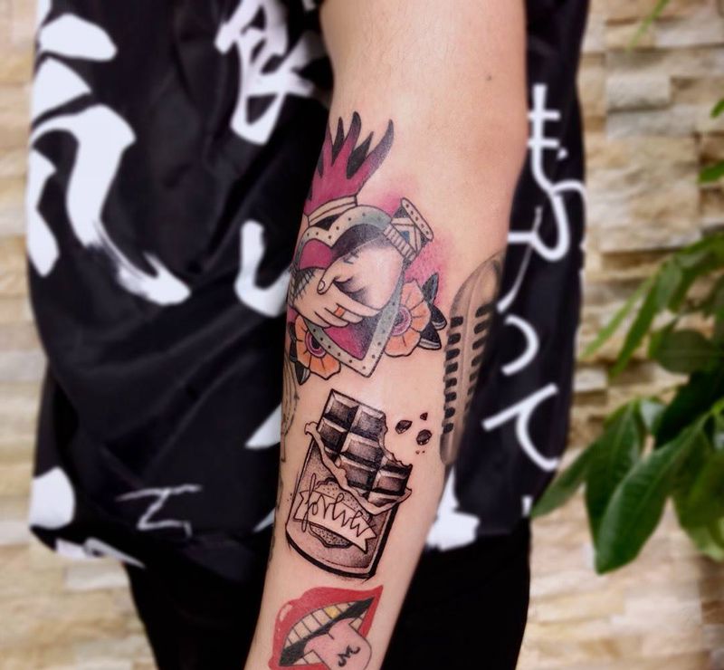 拼接(新添两图)纹身图片_成品手部手臂传统欧美写实静物动物几何人物纹身图案