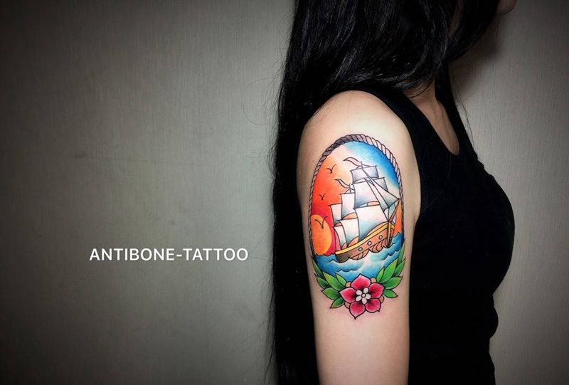 # 远航#纹身图片_成品手臂欧美静物new 反骨刺青纹身图案