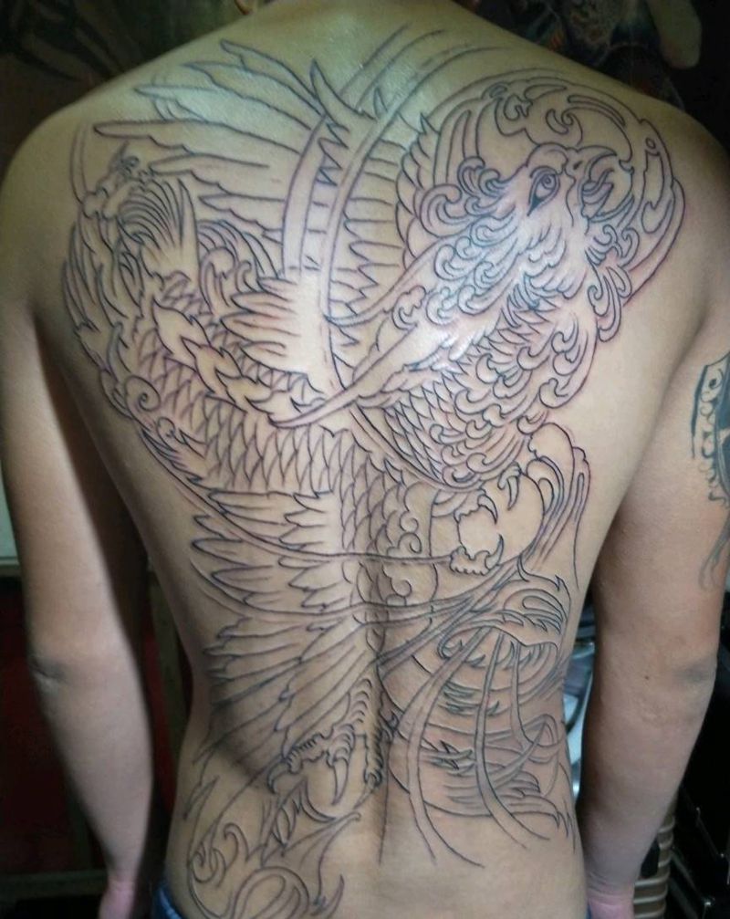 大背凤凰纹身图片