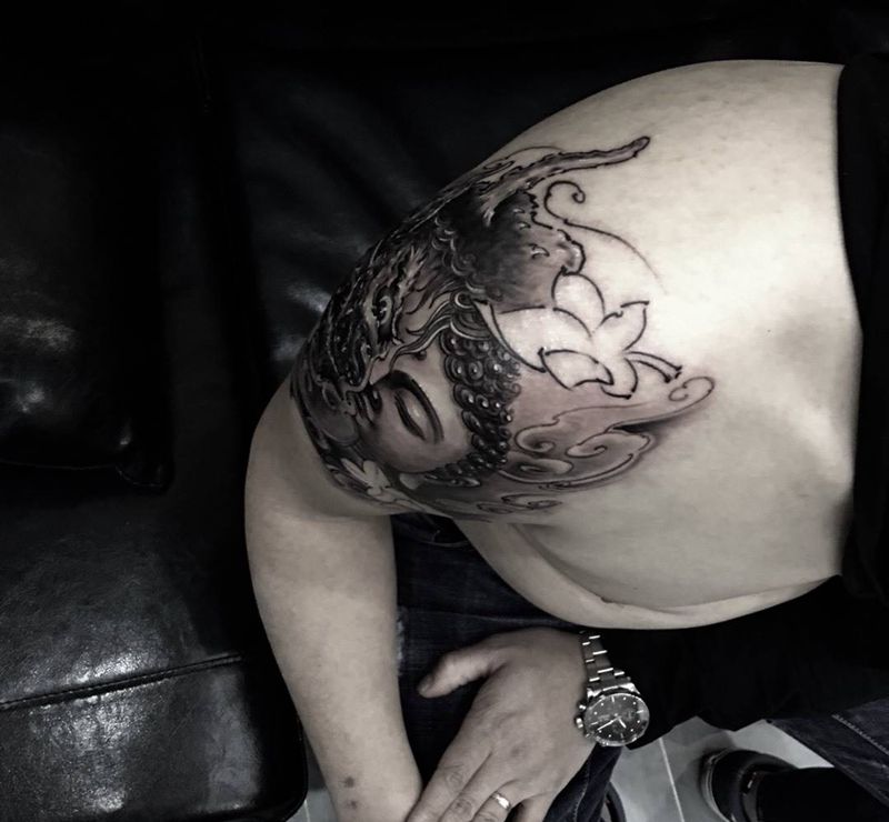 佛与魔纹身图片_成品手部手臂传统鬼神宗教纹身图案