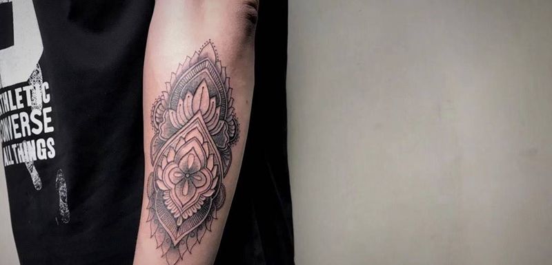 # 曼陀罗图腾#纹身图片_成品手臂欧美传统几何贴纸图腾反骨刺青培训纹身图案