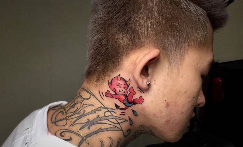 # 小恶魔#纹身图片_成品欧美人物动物鬼神反骨刺青培训纹身图案